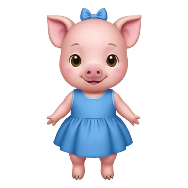 a baby pig wear blue dress sticker