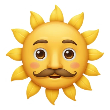 sun with mustache with no smile no brows sticker