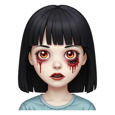 Faça uma menina de cabelo liso preto com franja zumbi sticker