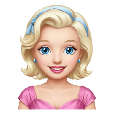 Marilyn Monroe with blue eyes, platinum blonde hair, pink outfit sticker