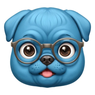 long blue haired baby pug wearing glassess sticker