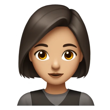 Brunette girl with brown eyes, with tricolor cat black white and orange face sticker