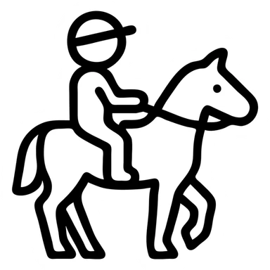 minimalist outlined icon of a kid on horseback, no fill, modern icon look sticker