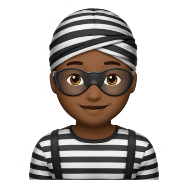 A theif robber emoji,Stripped shirt,eye mask, black head. sticker