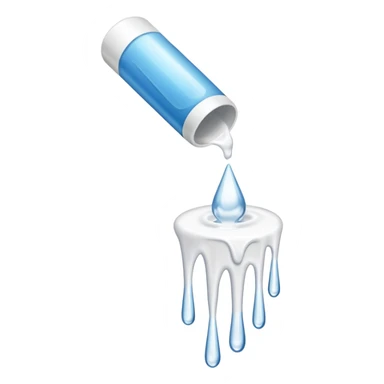 individual white glue white drops falling and dripping down out of a tube, all white sticker