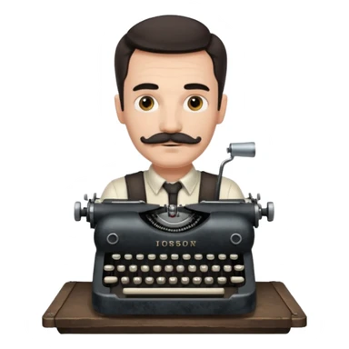 moustache man with vintage typewriter sticker