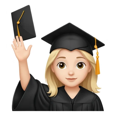 teen in graduation gown, waving sticker