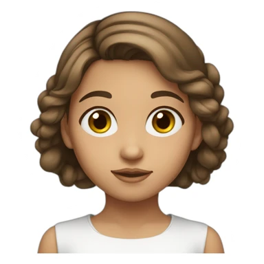 A young girl of Algerian origin with a round head, brown hair and a small chin. sticker