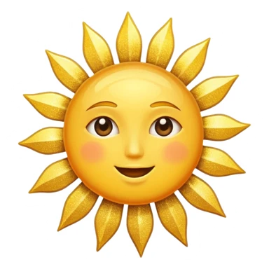 sun in 2d golden glitter in colour without face sticker