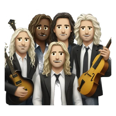 4 white men rocking with musical instruments in with all long hair  sticker