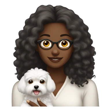 Long haired Black woman with a white maltipoo wishing a happy Thanksgiving  sticker