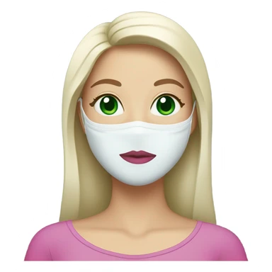 Lady with face mask spa beauty full face relaxing green eyes pink lips sticker
