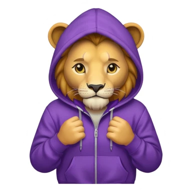 Lion wearing a purple hoodie sticker