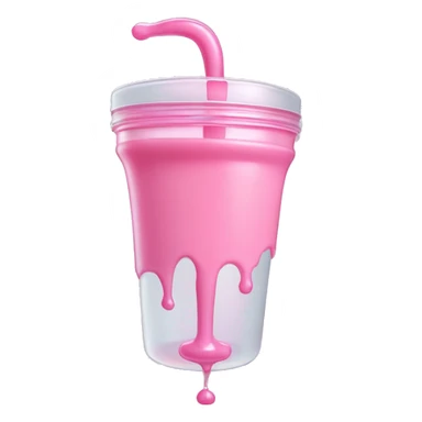 spilled sippy cup with pastel pink liquid and a distorted reflection sticker