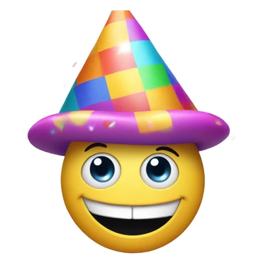 A face wearing a party hat and laughing joyfully. sticker