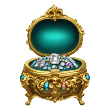 rococo style jewelry box filled with jewels and diamonds sticker