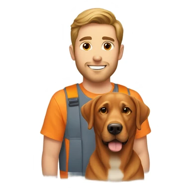   brown haired man and orange labrador retriever sticker