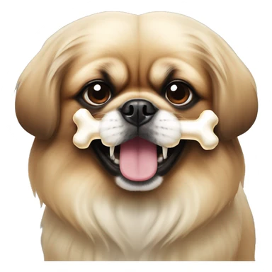 Pekingese dog with bone in mouth sticker