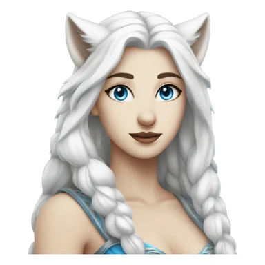 female white wolf blue eyes goddess sticker
