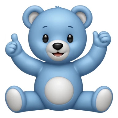 Un petit nounours peluche bleu qui souris et qui tend un bras avec un pouce en l'air  sticker