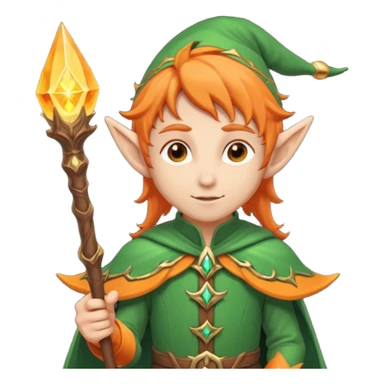 Orange Haired Elf, Mage elf with glowing orange staff sticker