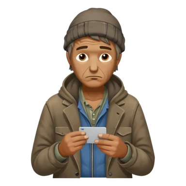 a homeless guy begging for money but with a card reader instead sticker