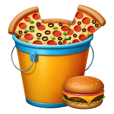 ganarate a emogi a bucket of food with pizza buerger coffee sticker