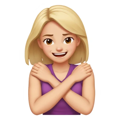 Arms crossed over neck girl laughing amd angry sticker