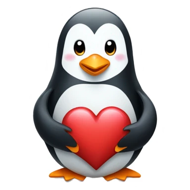 Penguin holding heart sticker