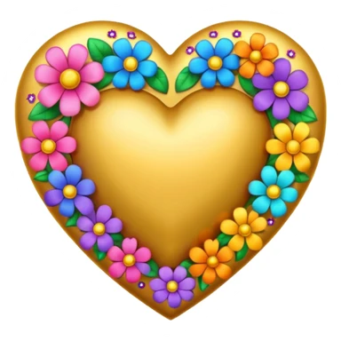 a golden heart studded with flowers sticker