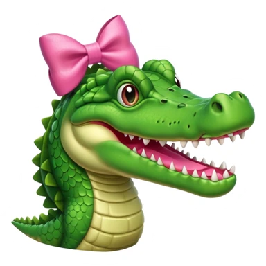 Crocodilo com um laço rosa na cabeça  sticker