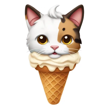 Icecream with calico cat sticker