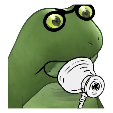 frog wearing a gas mask like a stalker sticker