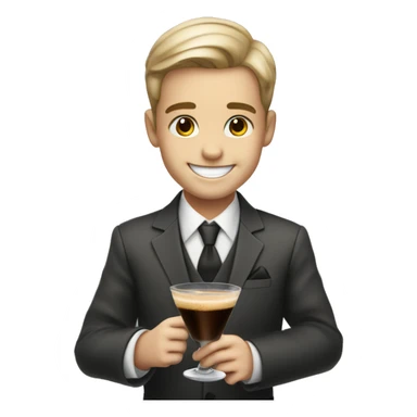 smiling boy in formal attire I’m supposed to be holding an espresso martini sticker