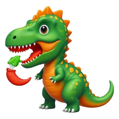 Dinosaur eating a Swedish fish sticker