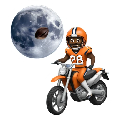 Broncos player holding up Lombardi riding a motorcycle on top of the moon sticker