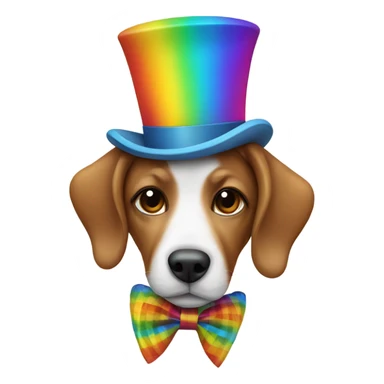 Dog with rainbow top hat sticker