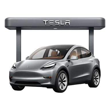 A Tesla Model Y parallel parking in front of a store, from above sticker