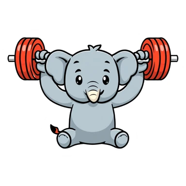 cartoonish elephant lifting a barbell sticker