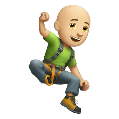 a bald guy rock climbing sticker