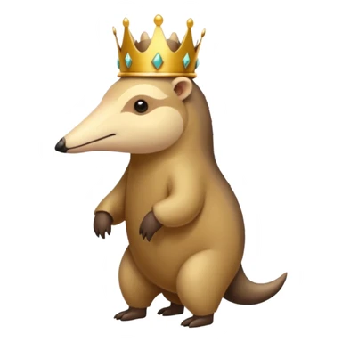 Anteater walking around and wearing a crown sticker
