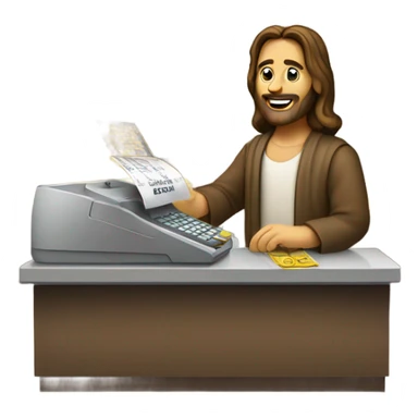Jesus christ working cash register sticker