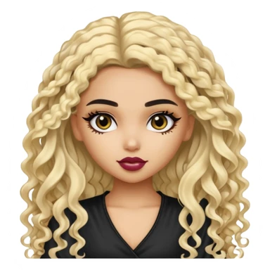 split dye leftside blonde rightside black long curly hair, pretty bratz Saudi baddie sticker