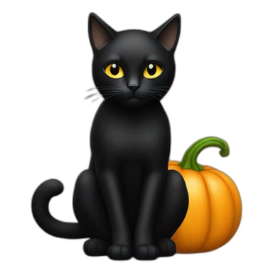 Chat noir assis sur une citrouille sticker