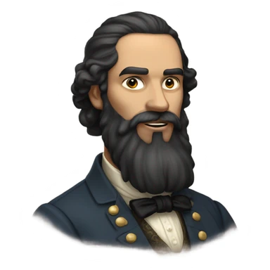 a 19th-century dressed man with long black beard and short black hair sticker