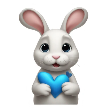 Rabbit with blue heart at behind him big  sticker