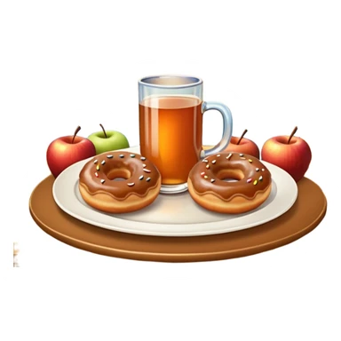 Apple cider and donuts on a tray fall scenery sticker