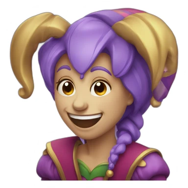 female jester crying but smiling sticker