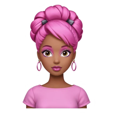 black barbie. updo hair, pink hair, perfect makeup and super pretty sticker
