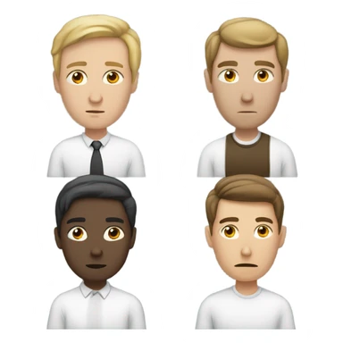 6 Caucasian people sitting around a table looking unhappy sticker
